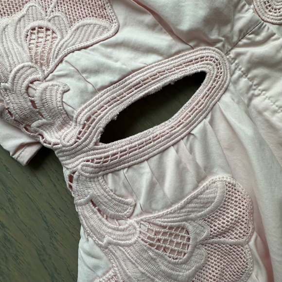 Self-Portrait Pink Cutout Cut Out Mini Dress Lace Appliqué Shirt Dress - US 4 - Picture 5 of 10